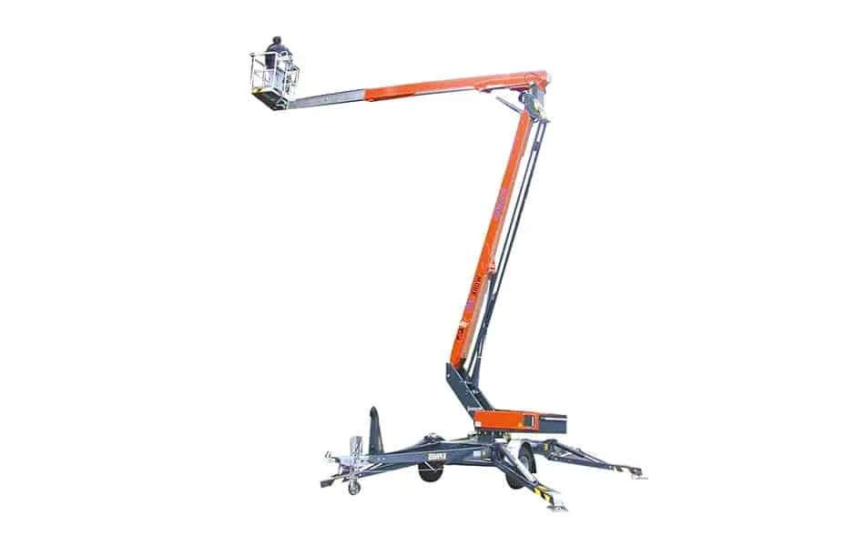 Anhänger-Hubsteiger GT 18 A mit ausgefahrenem Arbeitskorb